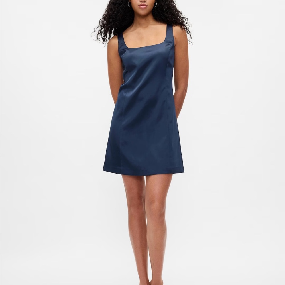Elegant Navy Satin Mini Dress